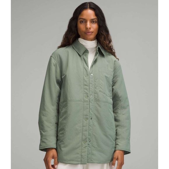lululemon athletica Jackets & Blazers - Lululemon Lightweight Insulated Shirt Jacket Grey Eucalyptus Size Large NWT